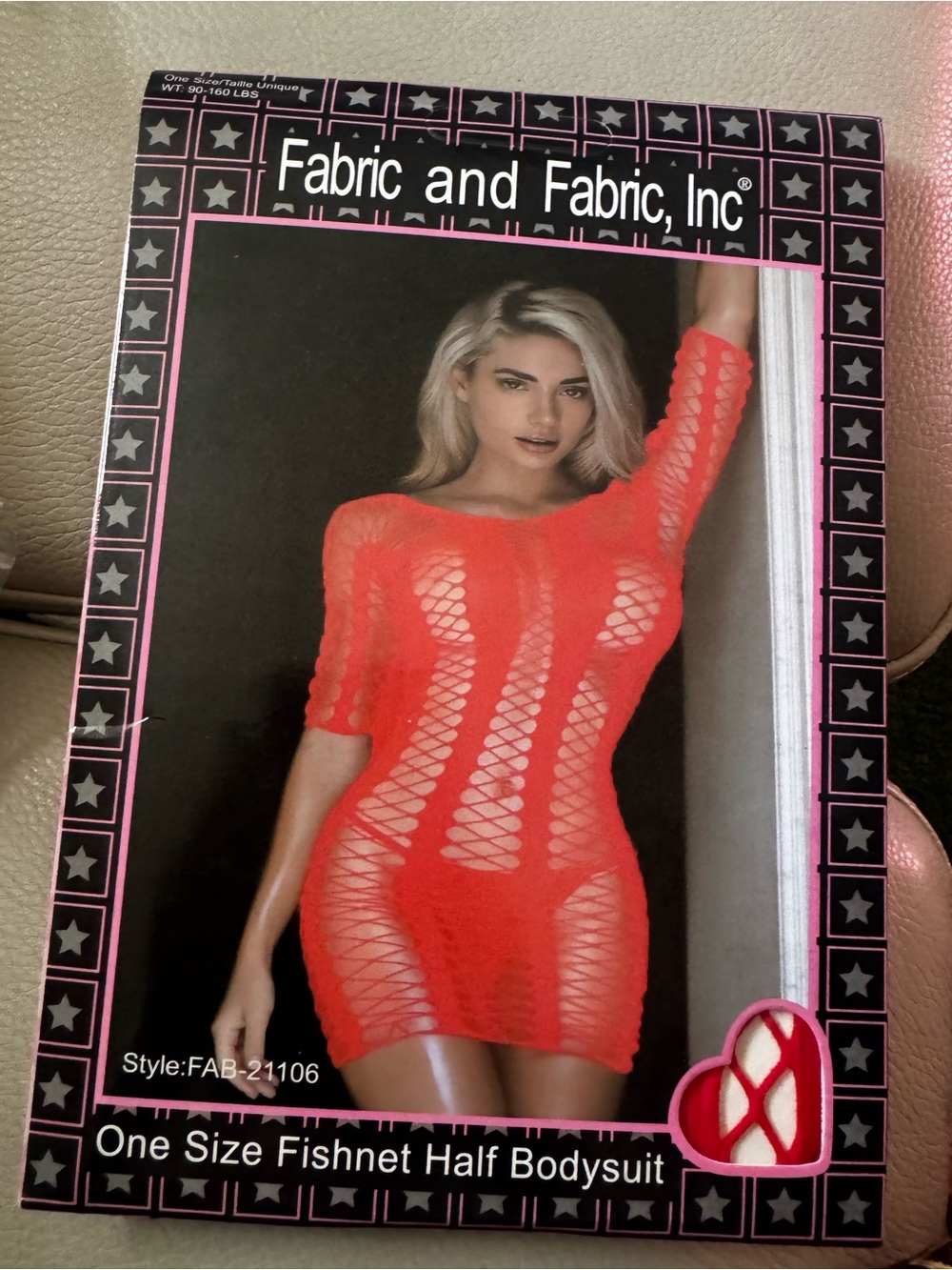 One-Size Fishnet Half Bodysuit - Red langerie